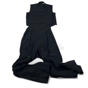 Diane von Furstenberg Jumpsuit Black Dressy Modern Chic Sleeveless Open Back 0